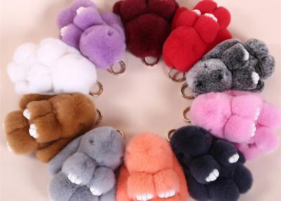 China 100% Genuine Portable Rabbit Fur Keychain Soft PP Cotton Filling For Girls for sale
