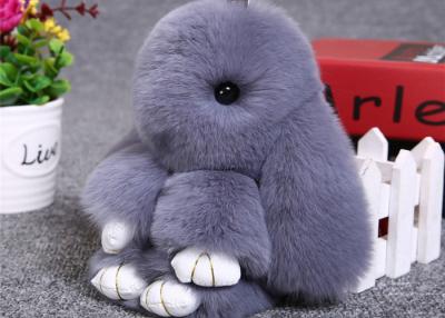 China Colorful Real Fur Bunny Keychain , Furry Animal Keychain For Charm Bag for sale