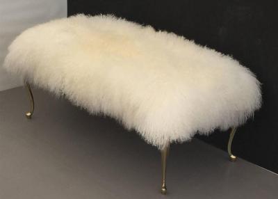 China Long hair Lambskin Rug Natural Curly White Sheep Fur Mongolian sheepskin stool cover for sale