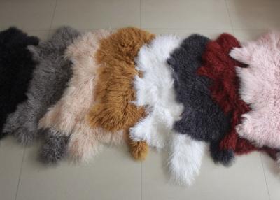 China Mongolian sheepskin Hide 100% Long hair Tibet Lamb fur Curly wool plate Cover for sale