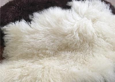 China Long Hair Natural curly sheep wool Mongolian white fur Materiral for bed throw for sale