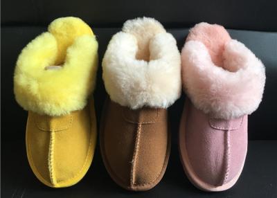 China Ladies Genuine Sheepskin Slippers Mules Non Slip Hard Sole Womens winter Warm Slippers for sale