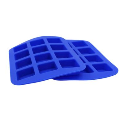 China Durable Blue Flexible Ice Cube Trays , Tasteless Personalized Silicone Ice Cube Mold for sale
