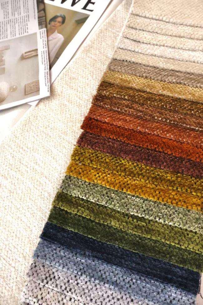 Chenille fabric color variations