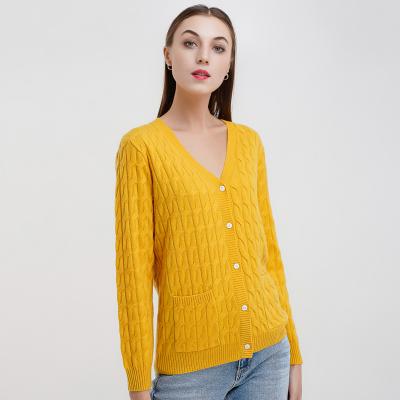 China Superior Quality Pure Cashmere Cardigan Double Pocket Ramie With Computer Knitted Technology à venda