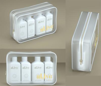 China Saco de maquiagem com zíper de plástico em pvc sacos de embalagem de higiene pessoal com vedação térmica personalizada à venda