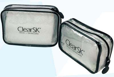 China ISO9002 1C Cosmetic Toiletry Bag Square Clear Plastic Zipper Makeup PVC EN71 for sale