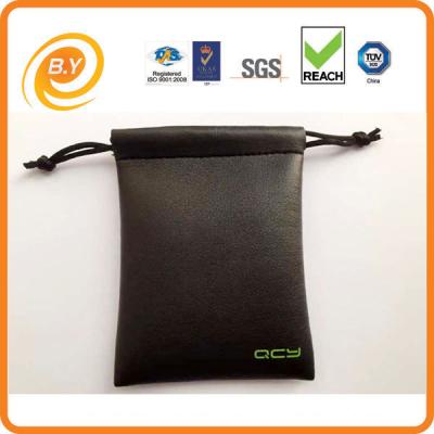 China PU Custom Leather Drawstring Pouch OEM , BSCI 10.5cm Jewelry Packaging Pouch for sale