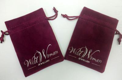 China ISO9000 OEM Jewelry Drawstring Pouch Mini Small Velvet Embroidery LOGO SGS for sale