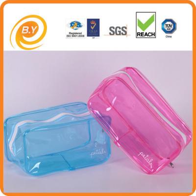 中国 Sedex WCAの化粧品の洗面用品袋の構造ポリ塩化ビニールのゆとりのプラスチック二重ジッパー200mm 販売のため