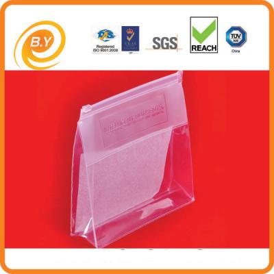 China Sedex 0.25mm EVA Zipper Pouch , PEVA Cosmetic Transparent Bag Blind Embossed for sale