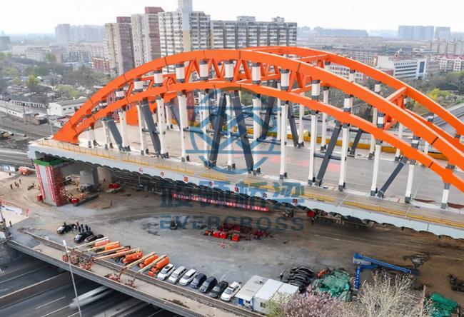 Completed steel arch bridge project