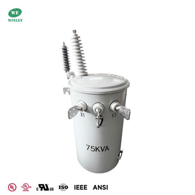 75 kVA Single-Phase Pole-Mounted Transformer 24940GrdY/14400V to 120/240V For Rural Distribution