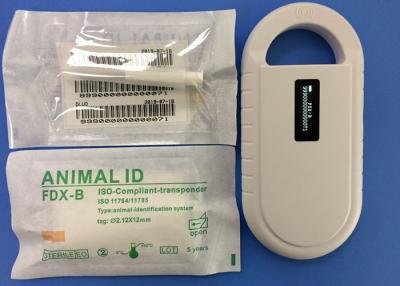 China RFID ISO Transponder Microchip 6 Stickers With Reusable Injector 2.12*12mm Injectable Transponders for sale