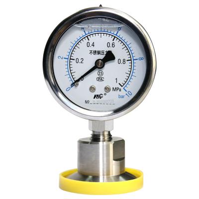 China Sanitary Diaphragm Pressure Gauge Water Hydraulic Oil 60mm Dial for sale
