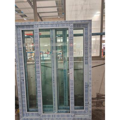Китай Сдвижные двери с тройным стеклянным ураганом Ударный профиль ПВХ Upvc дверная рама продается
