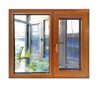 China Double Swing Interior Casement Window Door Wood Look UPVC for sale
