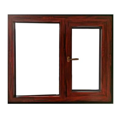 China Horizontal Brown Woodgrain Upvc Windows Opening Swing for sale