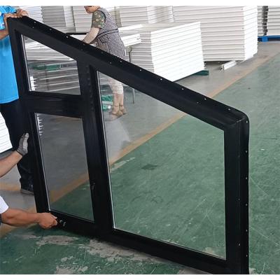 China Janela europeia de vinil PVC de vidro duplo Casement Design trapezoidal balanço aberto para casa à venda