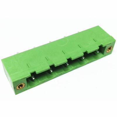 China 2EDGVM pluggable terminal blocks with flan3.81/5.00/5.08/7.62mm ptich header, male pins, shrouded vertical through hole for sale