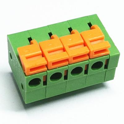 China pcb spring screwless terminal blocks free hanging 2.54mm pitch right angel through hole type for sale