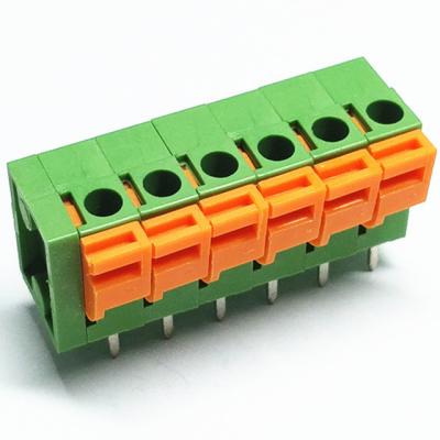 China pcb spring screwless terminal blocks free hanging 2.54mm pitch vertical through hole type for sale