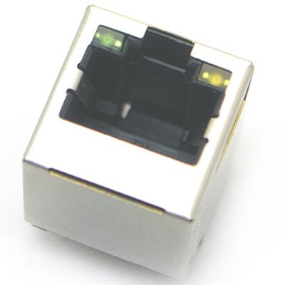 China jack modular rj45 8p8c connector vertical through hole with shielded with led for sale