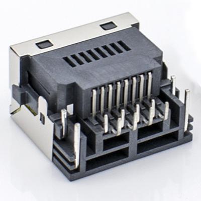 China 8p8c rj 45 connector boardcut 5.8mm jack modular right angel through hole with shielded dip type with led for sale