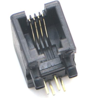 China rj11 4p4c connector jack modular right angel through hole unshielded for sale