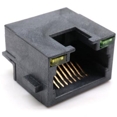 China 8p8c rj 45 connector boardcut type jack modular right angel through hole unshielded dip type with led for sale
