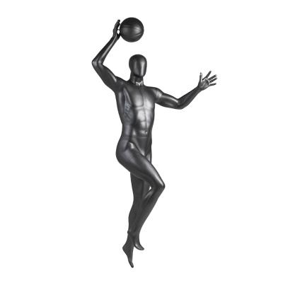 China Male Basketball Sports Mannequin Display Matte Black Fiber Glass Movement Model for sale