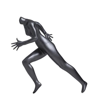 China Dumb Headless Female Mannequin Black Running Fiber Glass Human Model for sale