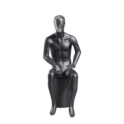 China Sitting Posture Male Full Body Mannequin Gold And Silver Plated Facial Model for sale