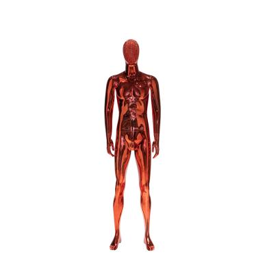 China Red Standing Male Mannequin , Electroplated Upright Fiberglass Male Mannequin for sale