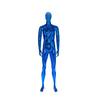 China Blue Male Full Body Mannequin Electroplated Standing Upright Clothing Display for sale