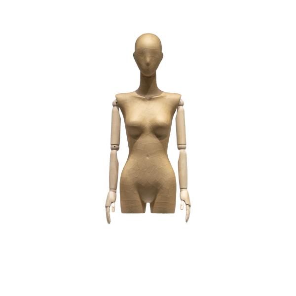 Quality Korean Version Half Body Mannequin Manikin With Head And Wooden Arms for sale
