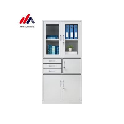 China Easy Assembling Office Cabinets with Locks and Glass Doors Heavy Duty Metal Construction for sale