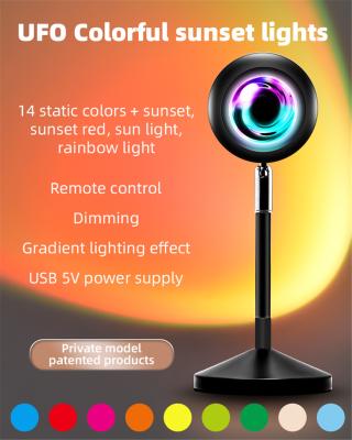 China USB Rainbow UFO Sunset Red Projector Led Night Light Sun Projection Desk Lamp for Bedroom Coffee Store Wall Decoration for sale