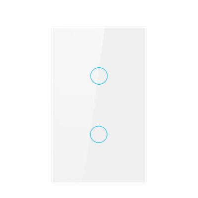 China Glomarket Tuya US standard 2gang APP Control Glass Touch Operated Smart Wifi Light Dimmer Switch for sale