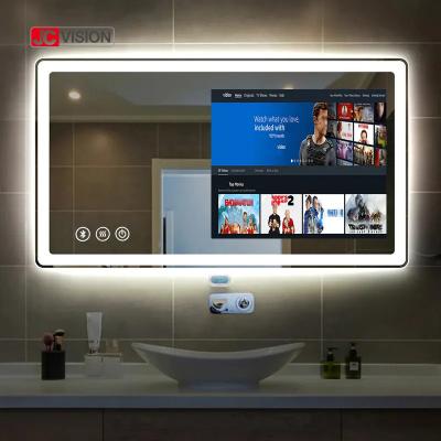 China JCVISION Hotel Home Touch Screen Mirror TV Android LED Smart Bathroom Mirror IP65 for sale