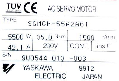 5500W 42.1A High Power Servo Motor , Digital Servo Motor Yaskawa SGMGH-55ACA61 0
