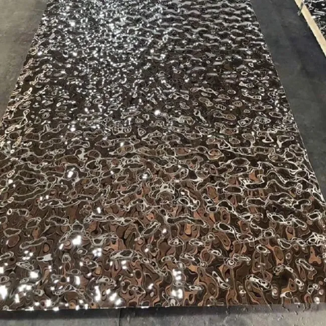 Water ripple stainless steel sheet close-up showing detailed ripple pattern