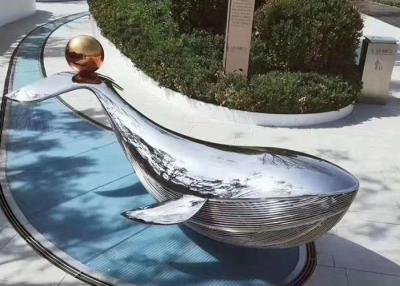 China Art Stainless Steel Whale Sculpture al aire libre moderno pulido Street Art público en venta