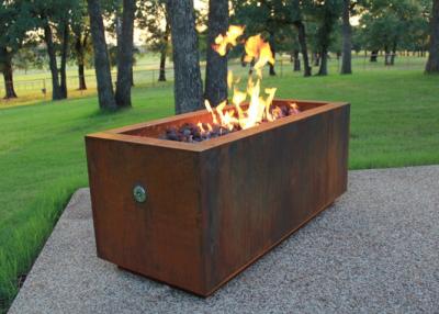 China Rectangular Shape Corten Steel Fire Pit For Patio Heating Weathering Resistant for sale