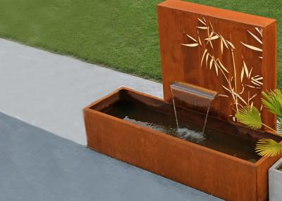 China Square Rust Corten Steel Water Feature With LED Lights Customized Sizes for sale