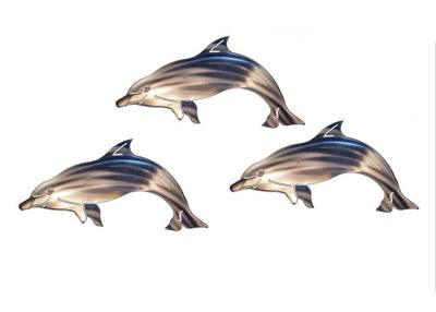 China Custom Delighted Metal Dolphin Wall Hanging , Dolphin Wall Sculptures Stainless Steel for sale