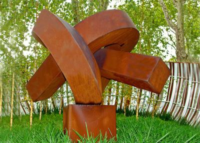 China Abstract Rusted Metal Sculpture , Contemporary Rusted Steel Garden Art for sale