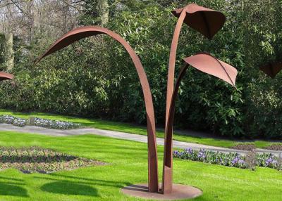 China Modern Style Corten Steel Sculpture Abstract Outdoor Garden Leaf Sculpture for sale