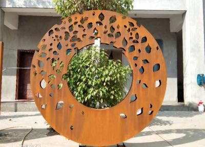 China Laser Cut Ring Design Contemporary Sculpture Garden Decor Panel Screen for sale