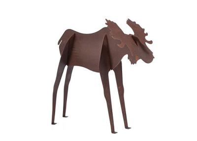 China Metal Art Large Moose Statue Corten Steel Sculpture Garden Animal Sculpture for sale